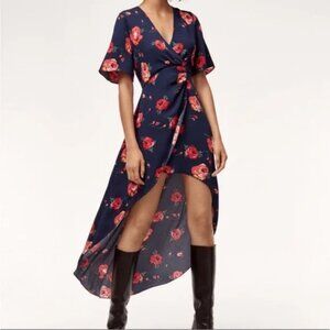 Aritzia BABATON Floral Jedd Faux Wrap High Low Dress 00